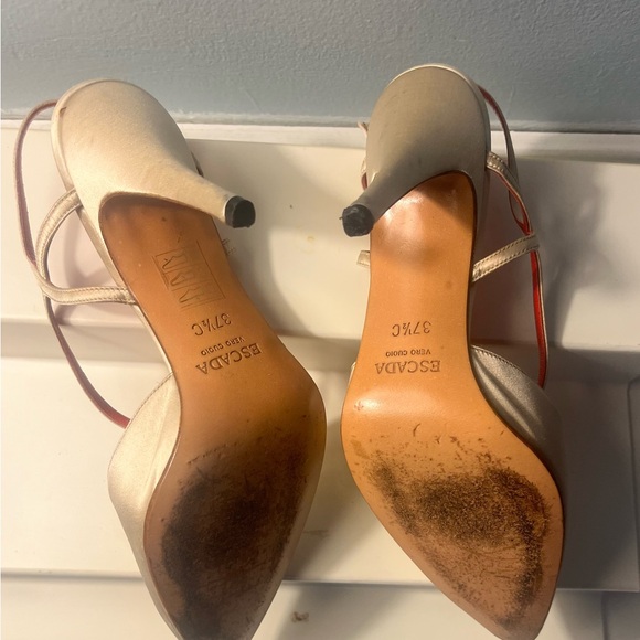 Escada Made in Italy Vintage Slingbacks in Red and Tan!! - Picture 8 of 15